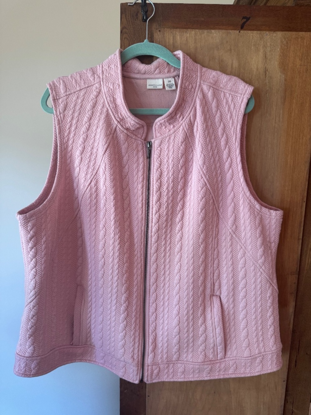 Pink knit Zip up Vest
